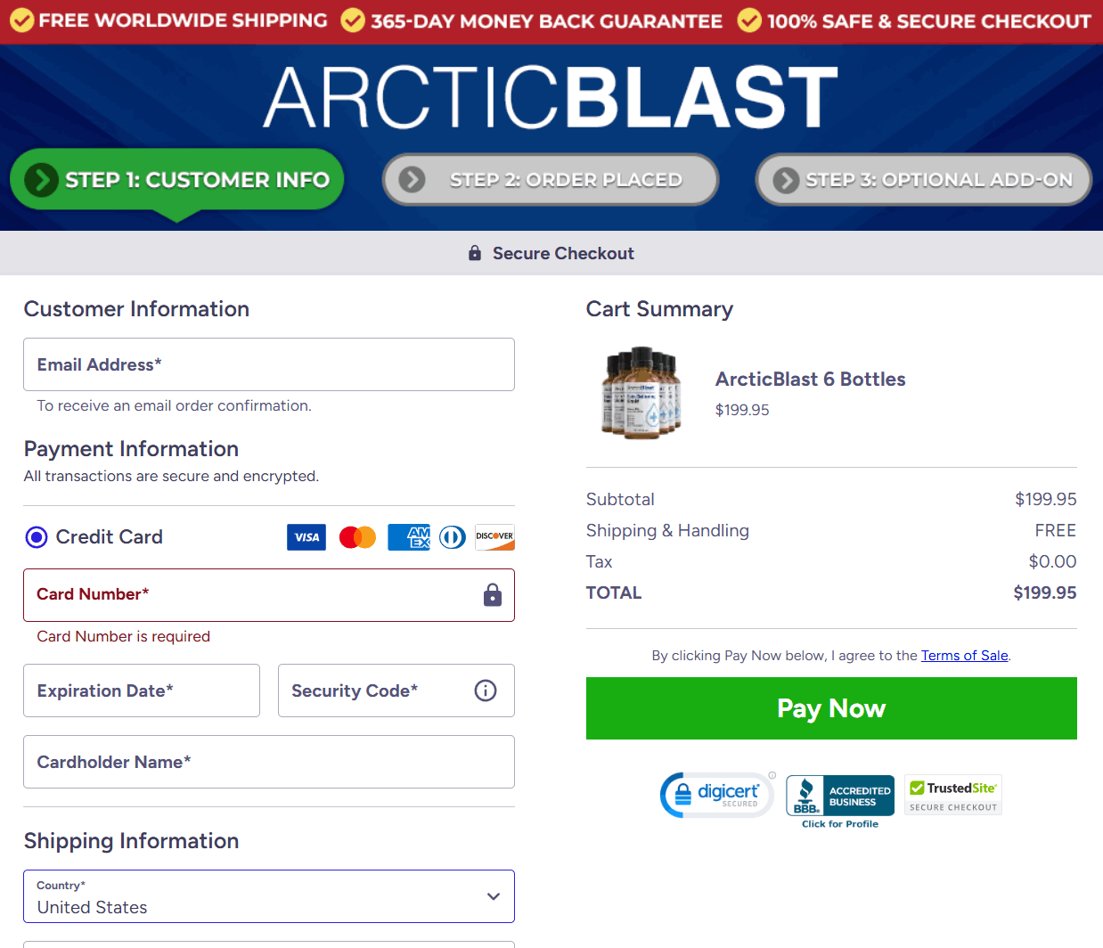 arctic-blast-checkout-page